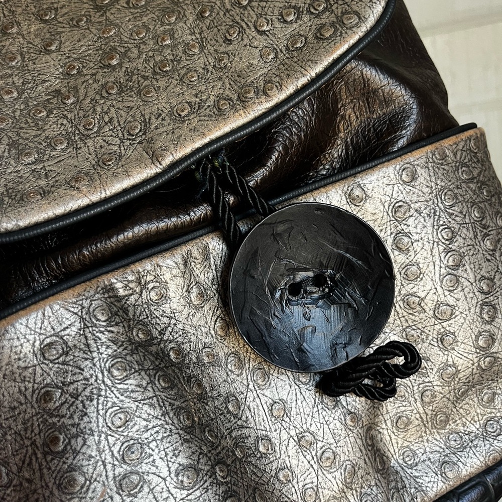 Leather Black and Silver Women's Backpack